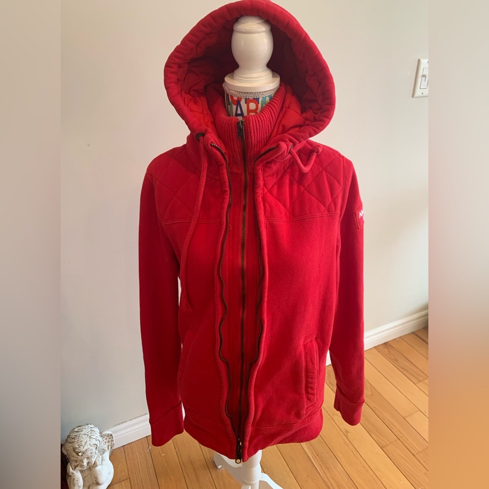 Abercrombie & Fitch Red Quilted Double Zipper Hoodie/Jacket - Picture 3 of 10